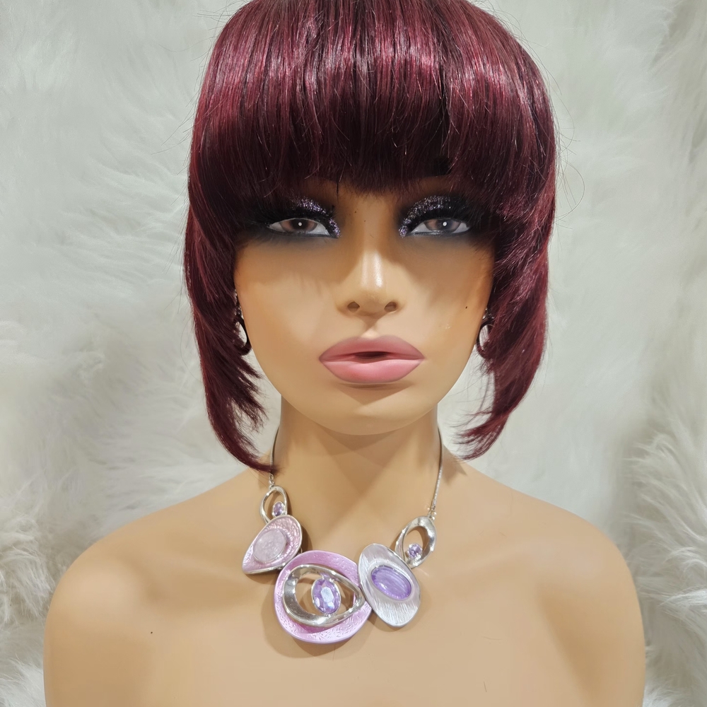 New Elegant Burgundy Hairpiece Bangs. 9.5" Wide